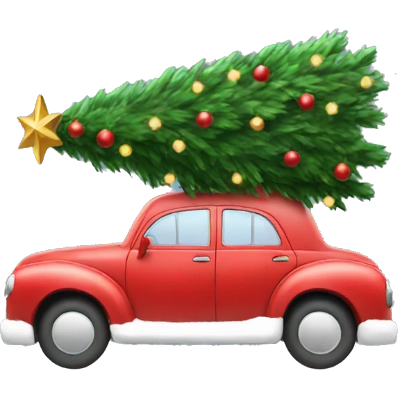 christmas car with tree emoji