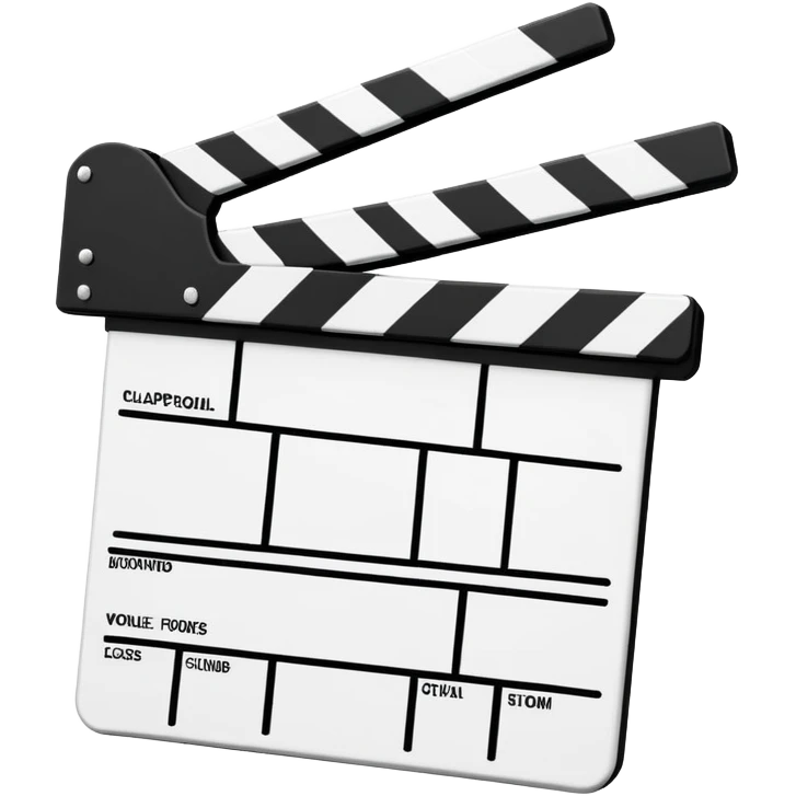 minimalist clapperboard outline, thin black lines only, no fill, just frame and diagonal line emoji
