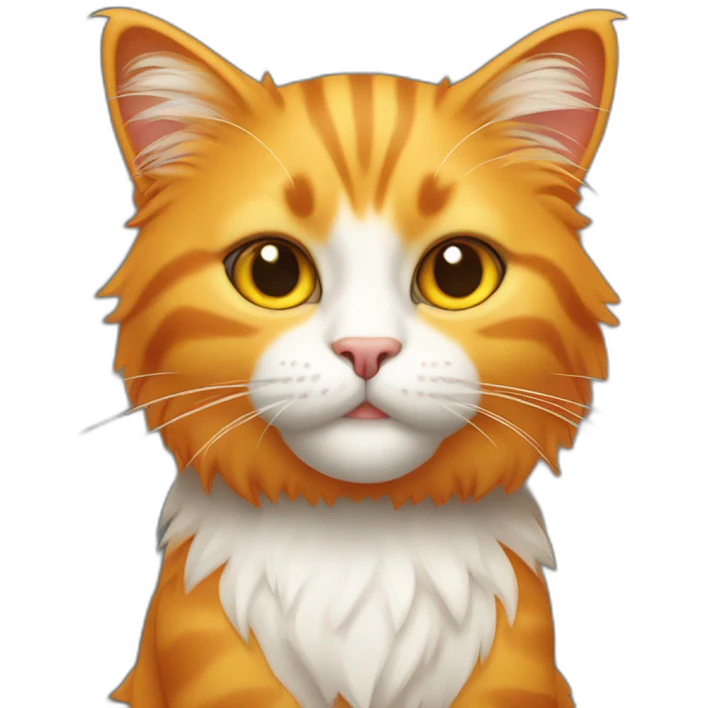 full body orange cute hairy cat with fruit mangos emoji