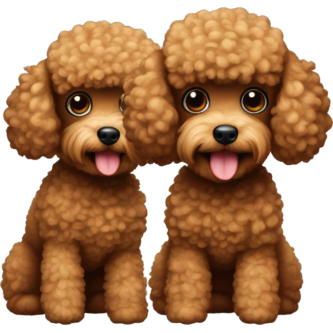 Two brown toy poodles. One is slightly smaller than the other one  emoji