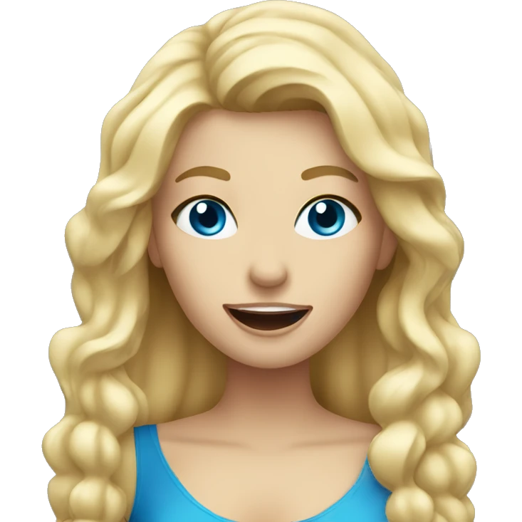 blonde girl blue eyes singing with microphone emoji