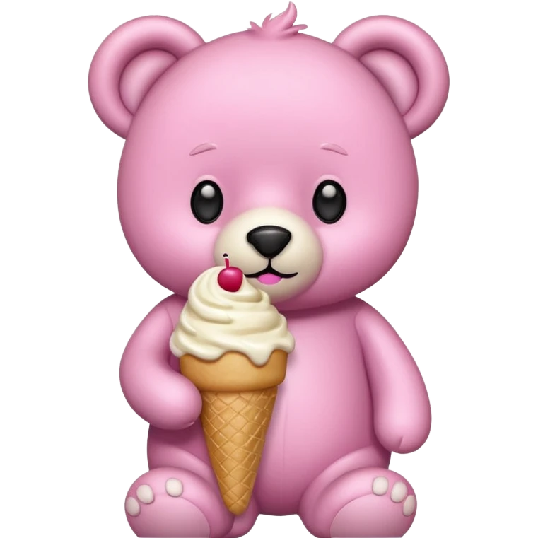 pink teddy bear with ice cream emoji