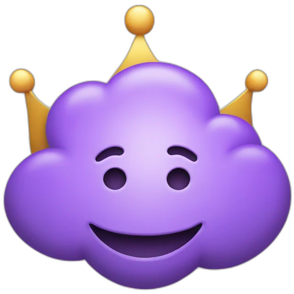 purple cloud with crown and happy smiley face emoji