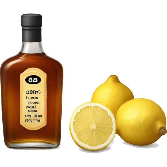 Bourbon bottle with ginger, Lemon and Honey emoji