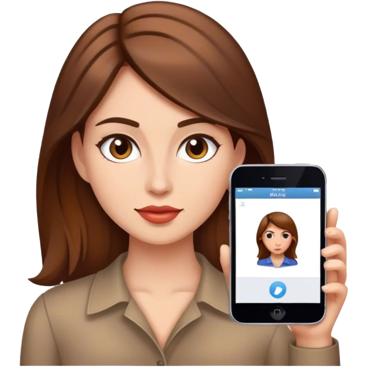 mujer pelo cafe y piel blanca diseñadora grafica  emoji