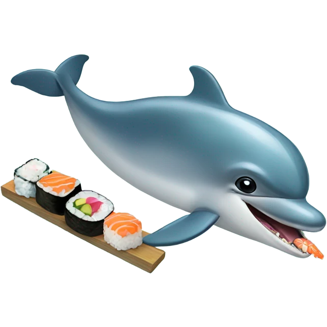Dolphin eating sushi emoji