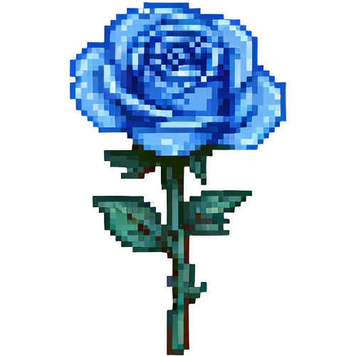 pixel art icon of a blue rose, clean and simple emoji