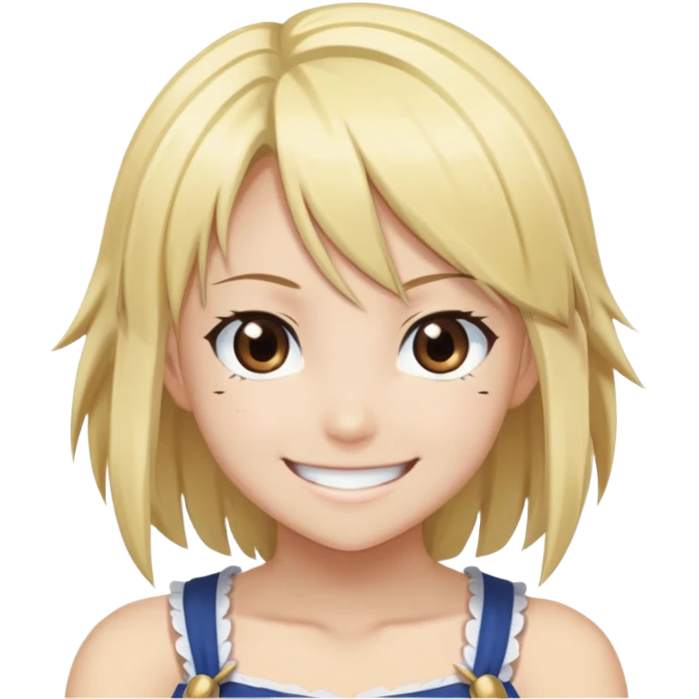 Smiling Lucy Heartfilia from Fairy Tail with blonde hair and brown eyes emoji