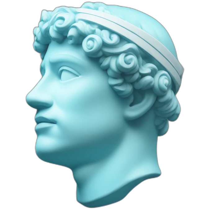 light blue greco-roman bust glowing headband emoji