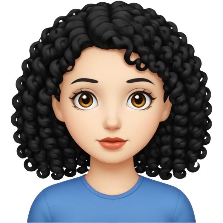 White girl with black curly hair emoji