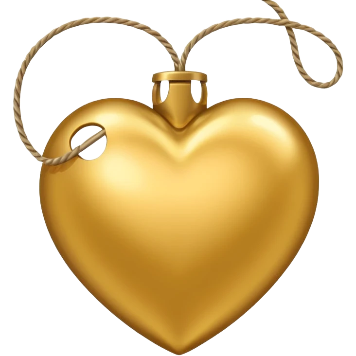 gold heart shaped ball with string emoji