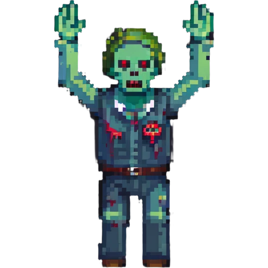 isometric zombie with arms raised in the air emoji