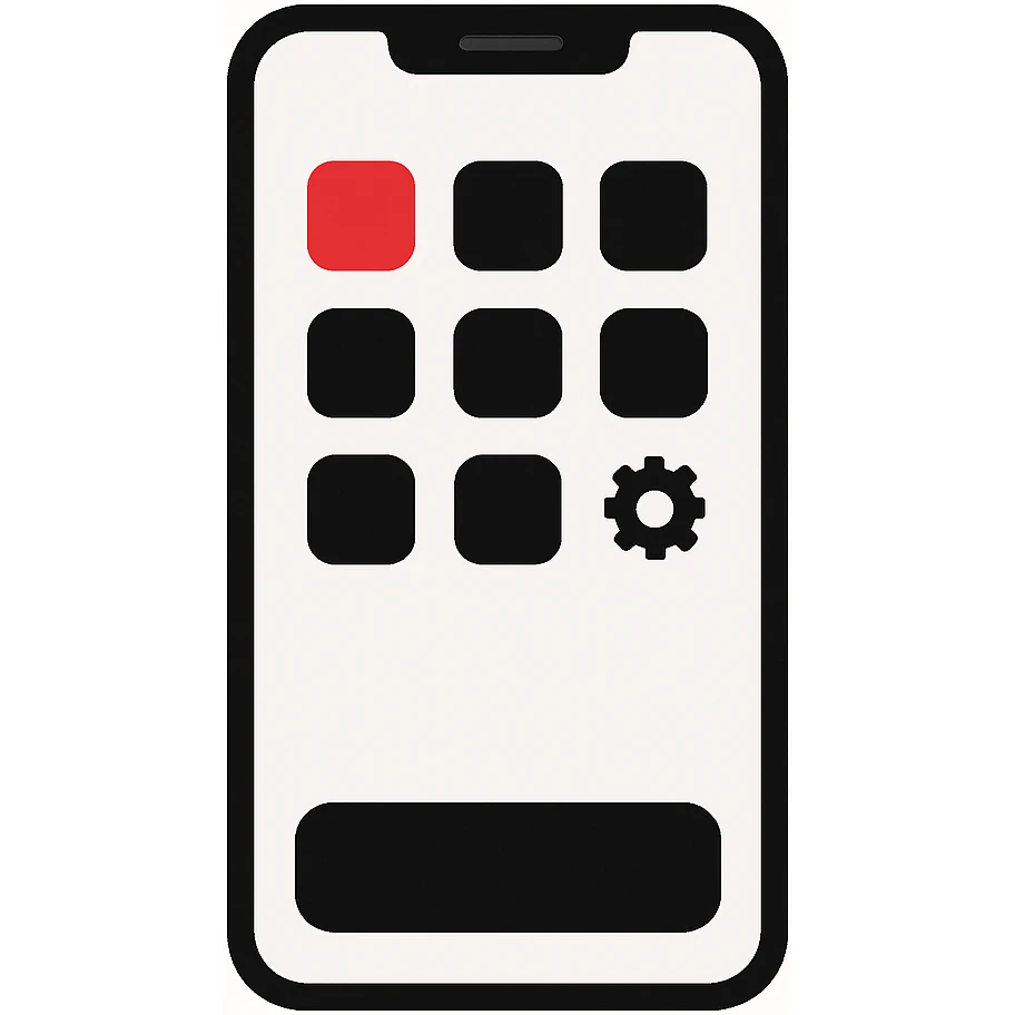 A sleek smartphone with app icons on the screen, showing a modern device with rounded corners and minimal details emoji