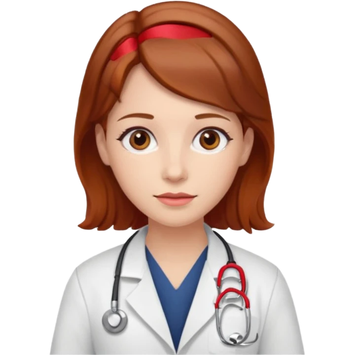 doctor with  hair and red hairclips  emoji