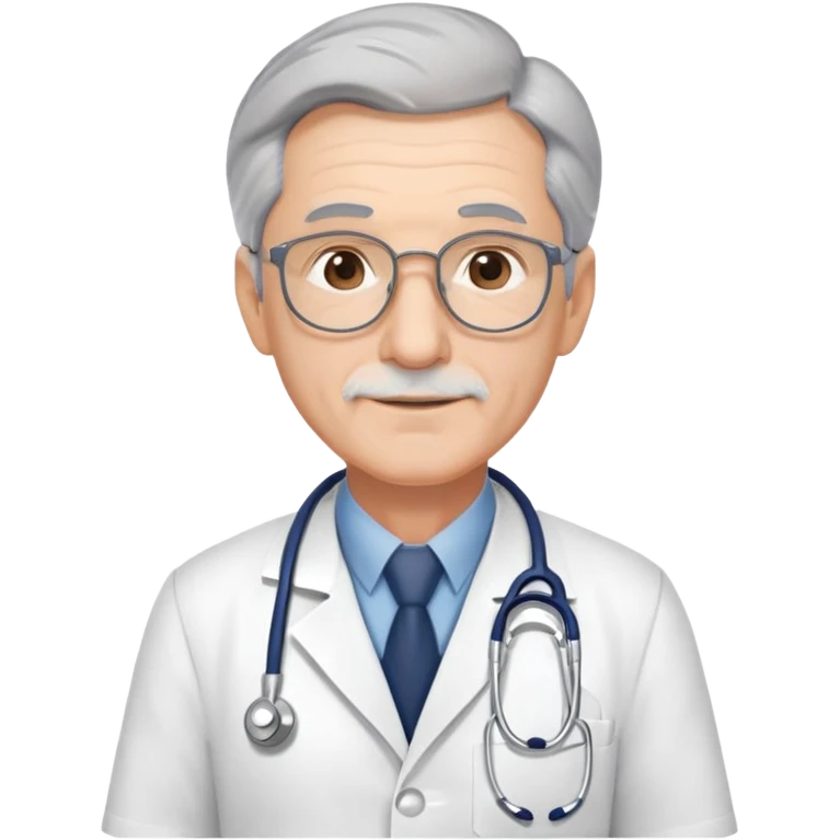 mature 60 year old male doctor with stethoscope, gray hair, professional emoji