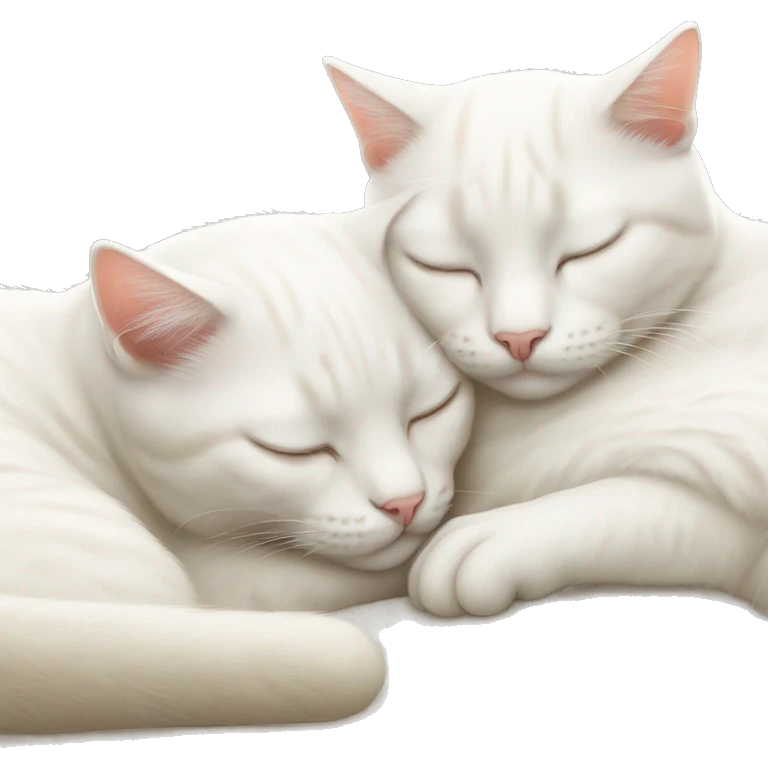 Two white cats sleeping and hugging each other  emoji