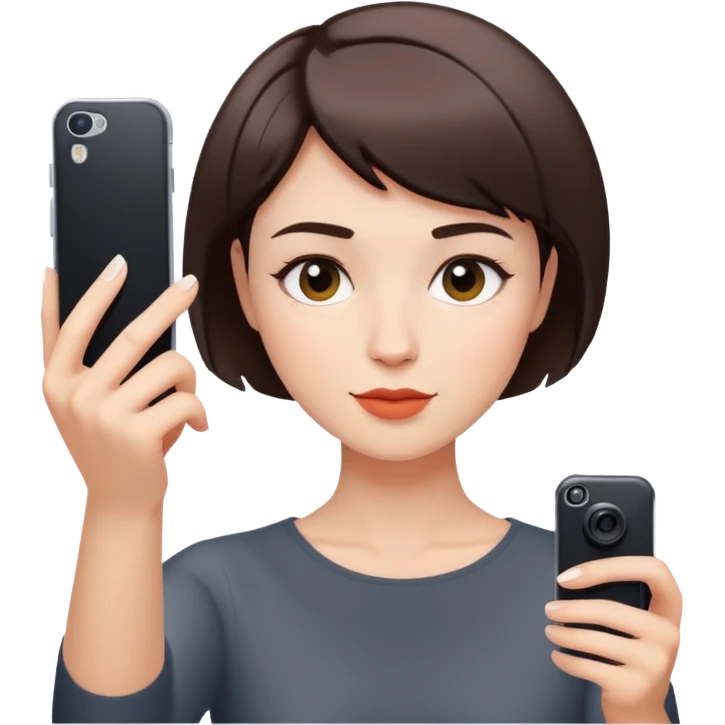 woman taking a selfie, short hair emoji