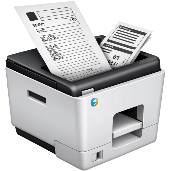 email e-receipt and paper receipt in a white and black basket, and printer printing receipt emoji