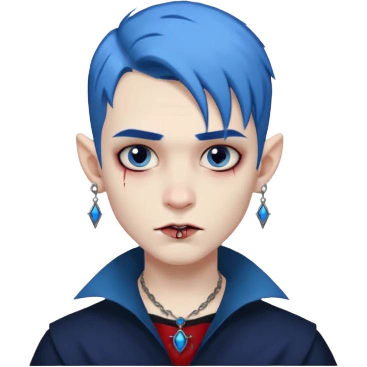 boy wampire with blue hair and face tattooed and extra big earing emoji