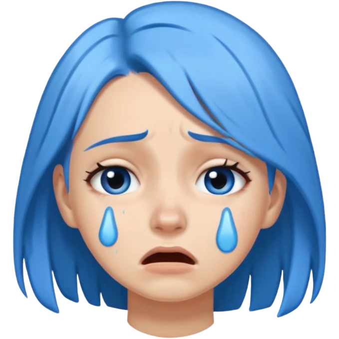 white girl crying with blue hair  emoji