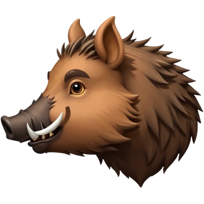 Wild boar face side view with more and more long tusks emoji realistic emoji
