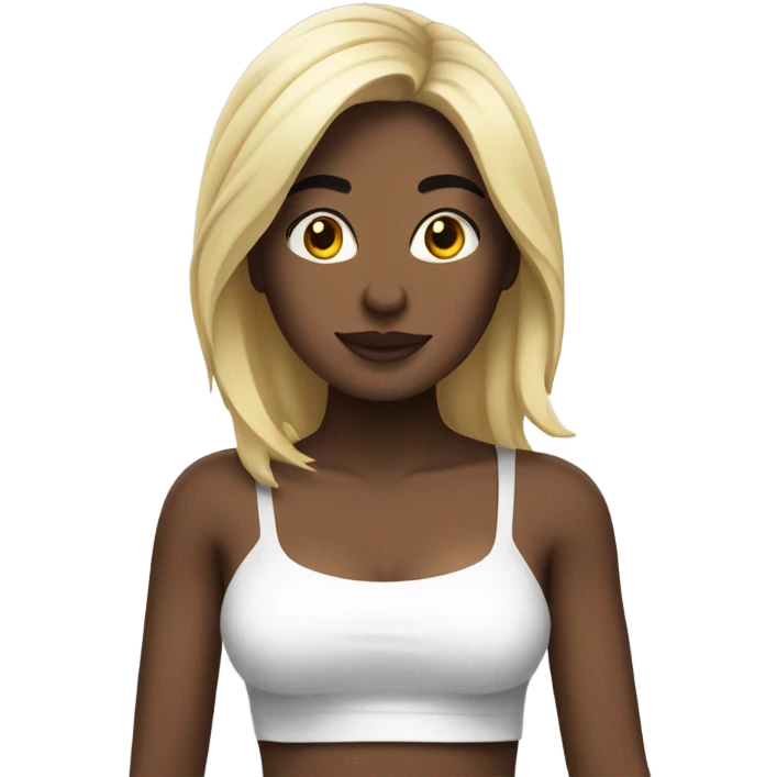 chica blanca con cabello negro y top blanco  emoji