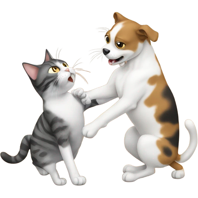 Cat fighting a dog emoji
