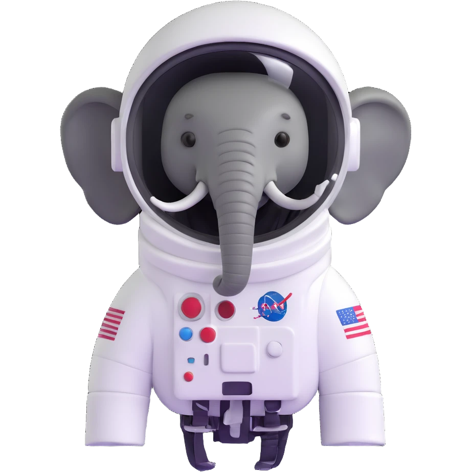 elephant astronaut with helmet emoji