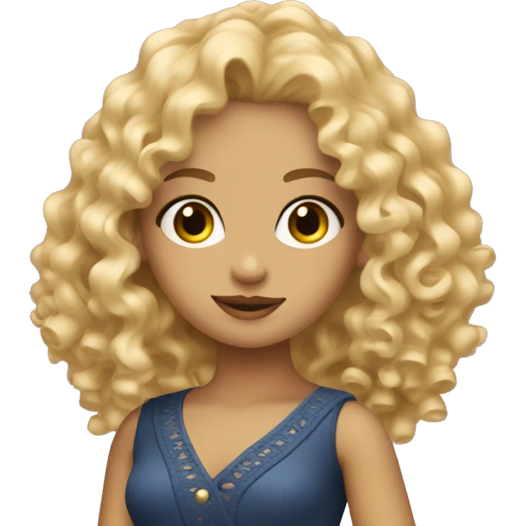 Blonde curly girl modeling on a catwalk  emoji