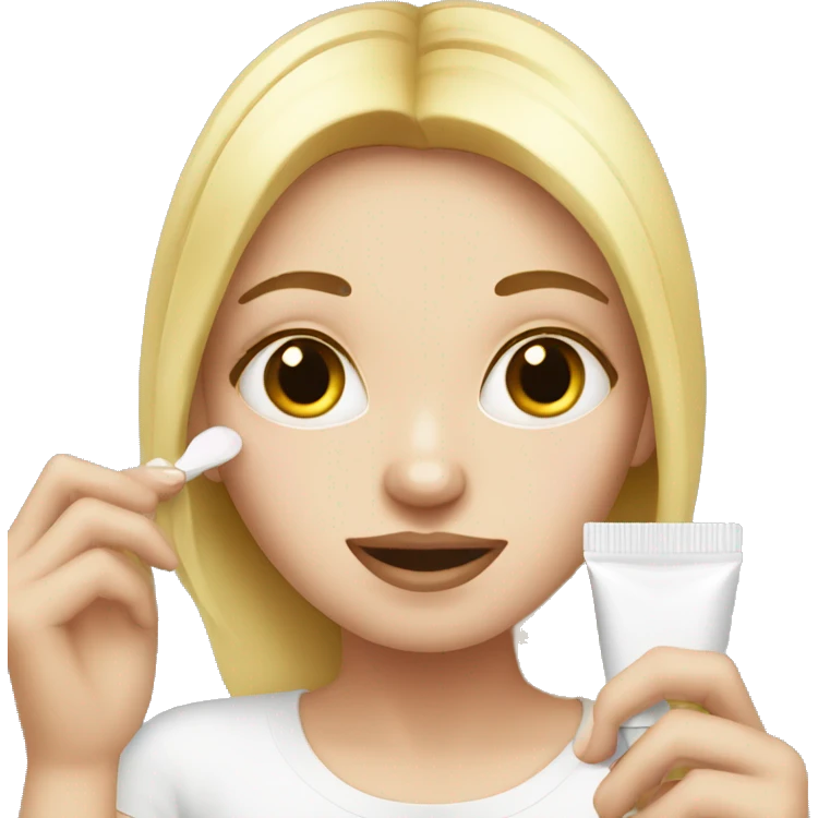white girl applying cream on face emoji
