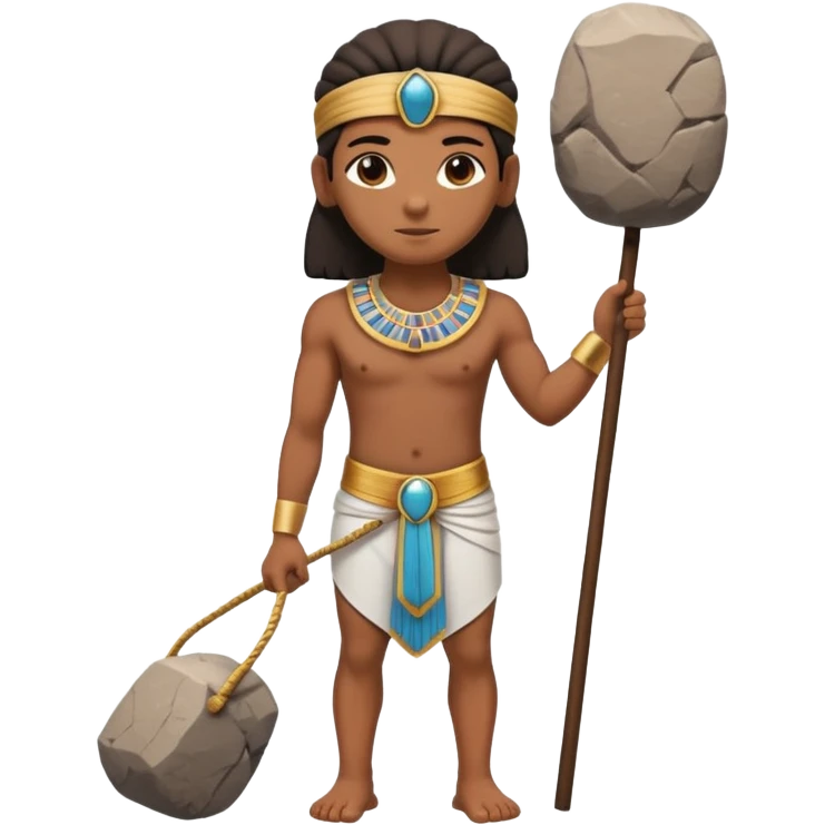 fullbody ancient Egyptian worker with simple headband carrying a rock block on their back emoji