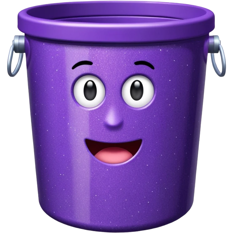 Glitter Purple and Cian  metal rubbish bin emoji