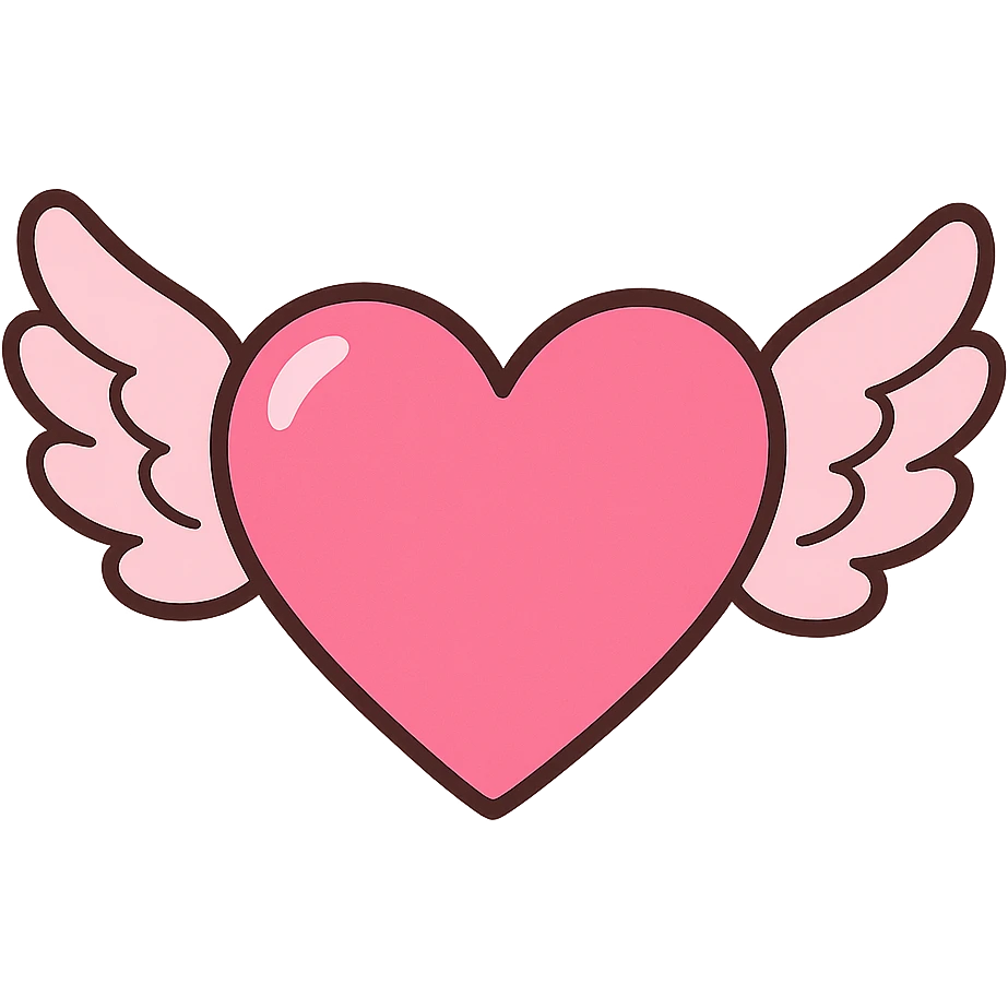 girly heart with wings,no background emoji