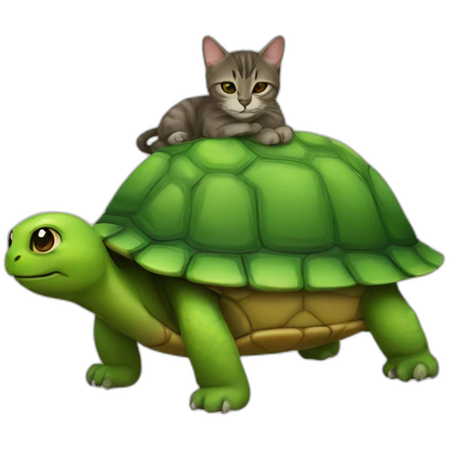 A cat on top of a turtle emoji