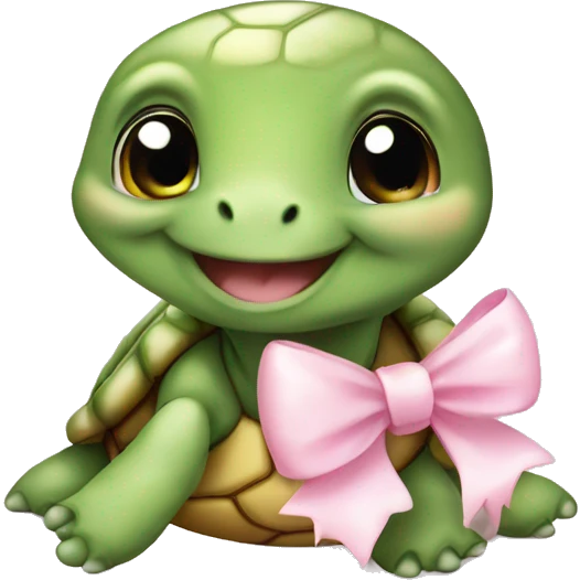 cute baby turtle with a light pink bow emoji