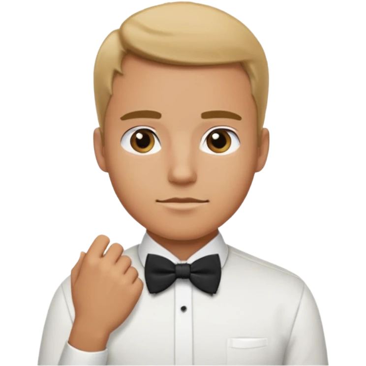 Male wearing watch + bow tie emoji