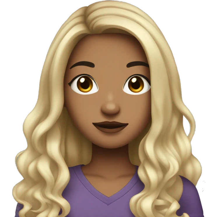 teen girl with long black hair, blonde highlights, dark brown eyes, and hair parted in the middle emoji