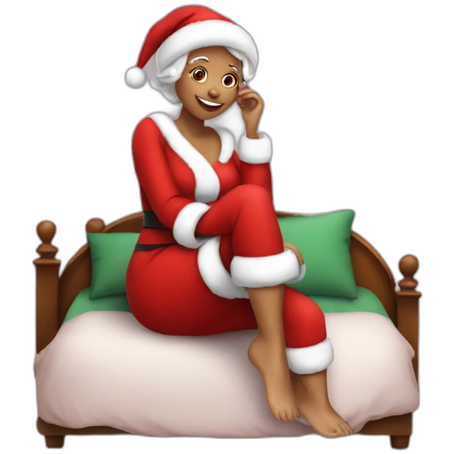 mrs santa claus sitting on bed emoji