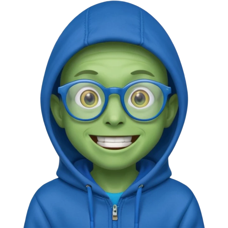 excited alien wearing hoodie and glasses emoji