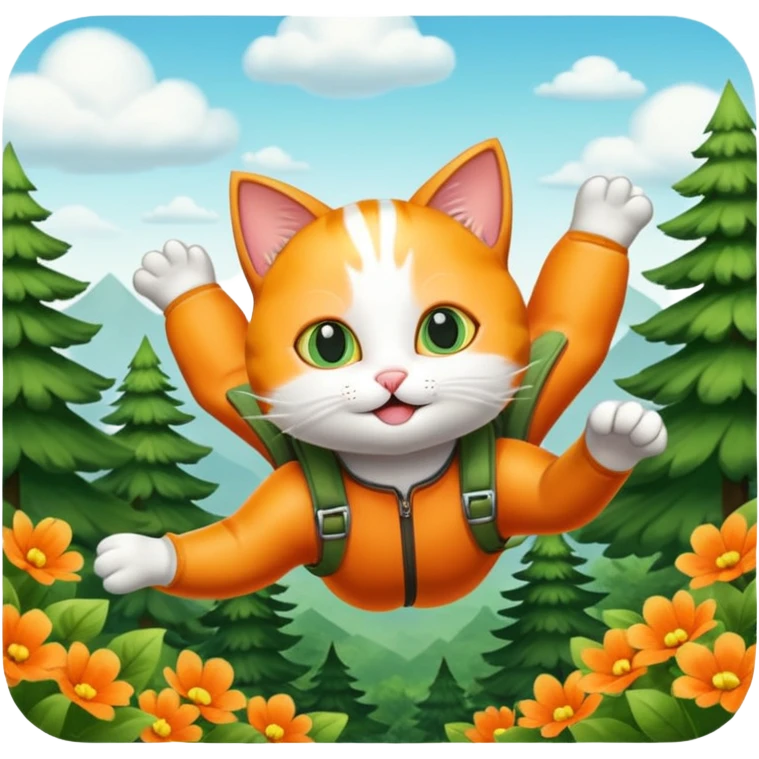cat skydiving in forest  emoji