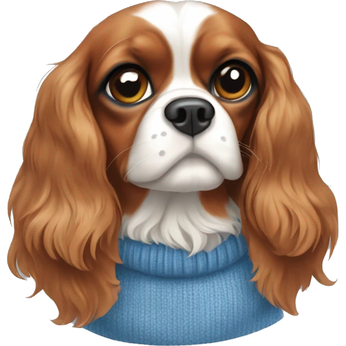 Cavalier King Charles spaniel in blue sweater emoji