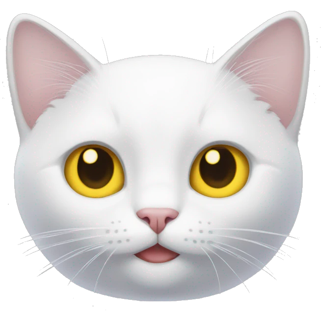 Cat white pães white belly yellow eyes emoji