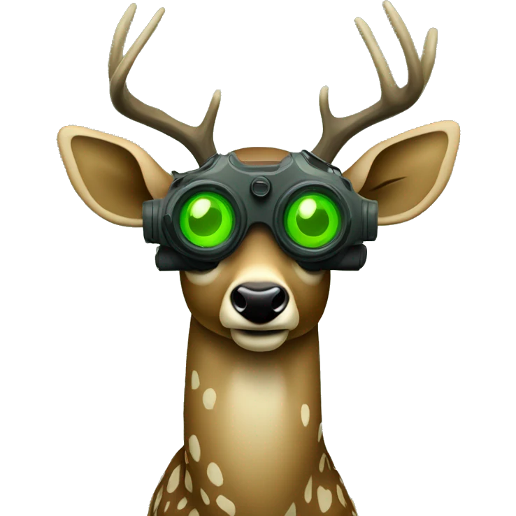 Camouflaged deer with night vision goggles emoji