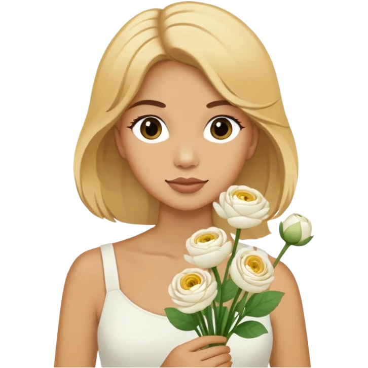 all women we’ve flown a golden blonde hair or florist with seven white ranunculus ￼ emoji