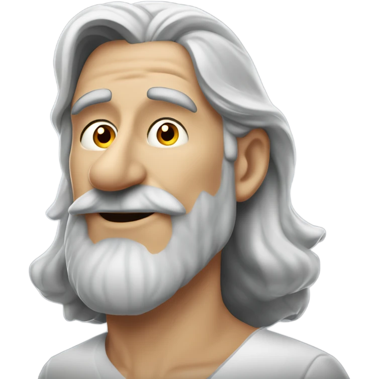Attractive older man with grey long hair with a nose like Pinocchio and you can see how long it is from the slight side profile the nose is very very very long emoji