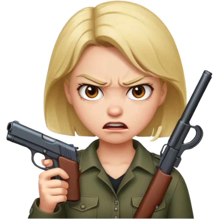 Crazy angry girl with gun emoji
