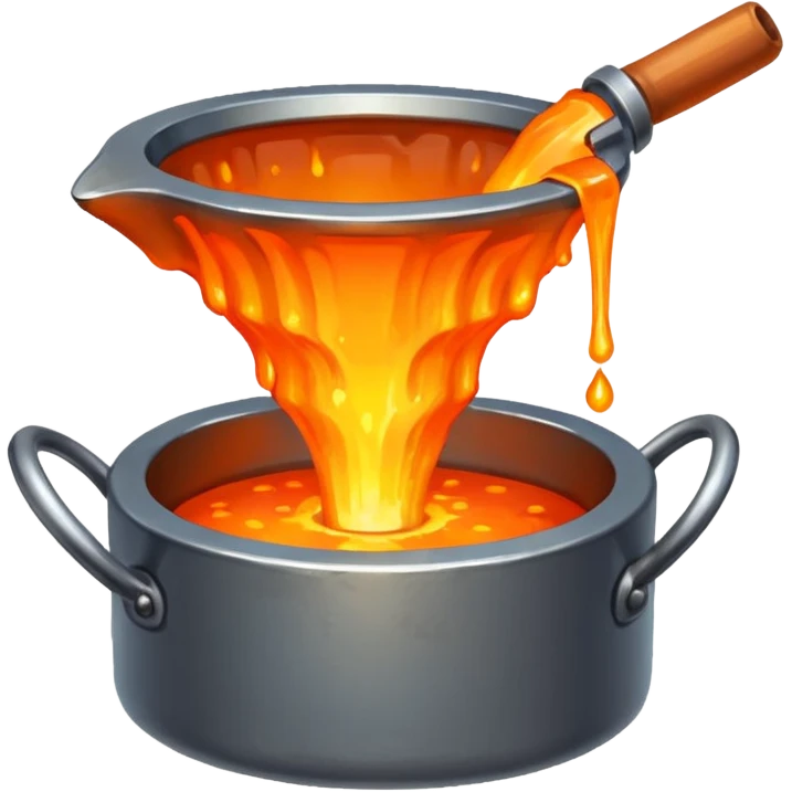 The crucible pours out metal, pixels style 32x32. emoji