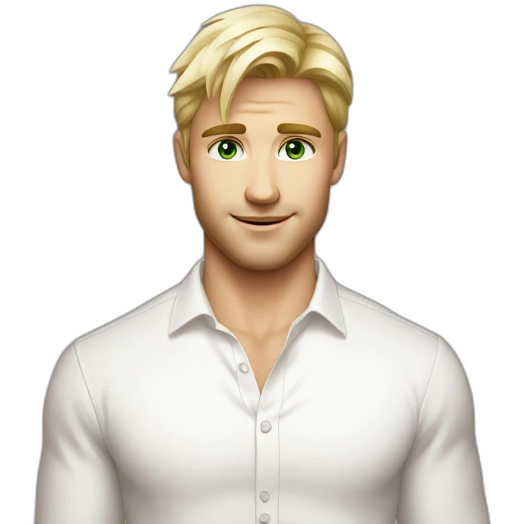 Handsome like a model blonde green eyed man hot in white shirt emoji