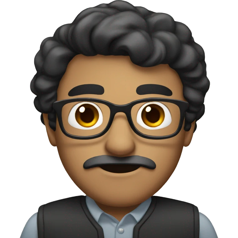 dark hair dark eye man with short mustache wearing glasses emoji