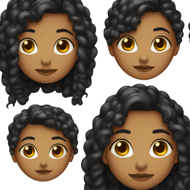 Uma mulher de cabelo longo e liso e preto, olhos pretos, cor parda  emoji